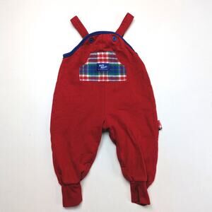 Vintage Oshkosh Bgosh Overalls Boys Size 18m Red Sweat Plaid